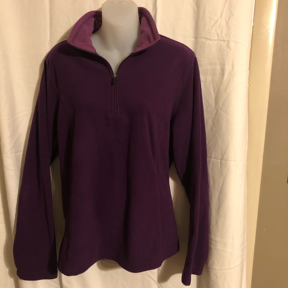 Lands End purple half zip fleece pull-over Sz L
